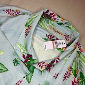 Tommy Bahama Tropical Floral Shirt - Light Blue and Green